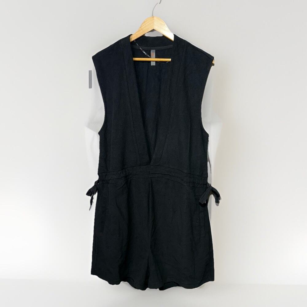 Mono B Romper Black Sleeveless Women’s 2XL Cotton Blend Drawstring Waist Pockets